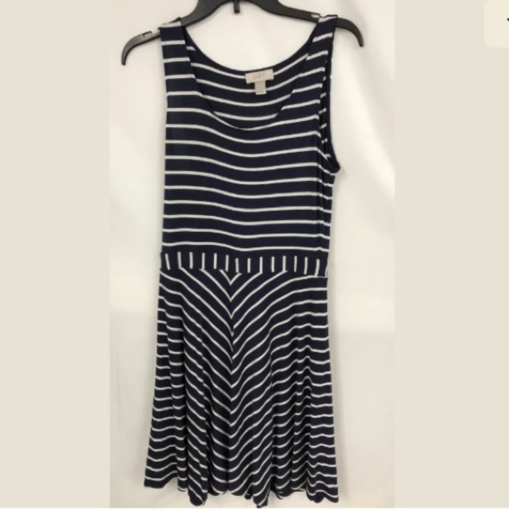 Ann Taylor Loft Navy striped dress S‎